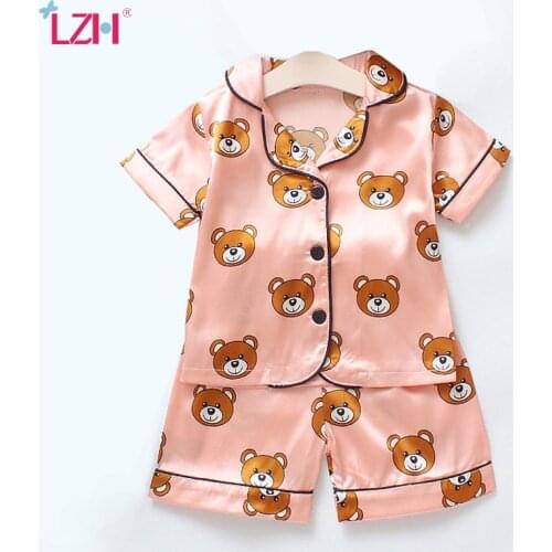LZH Girls Pajamas Sets 2021 New Summer Kids Cartoon Casual Homewear For Boys Pajamas Sets Baby Children Clothing 1 2 3 4 years