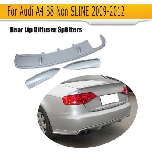 PU Unpainted Grey Primer Rear Bumper Diffuser With Car Bumper Splitters For Audi A4 B8 Standard Bumper 2009 - 2012