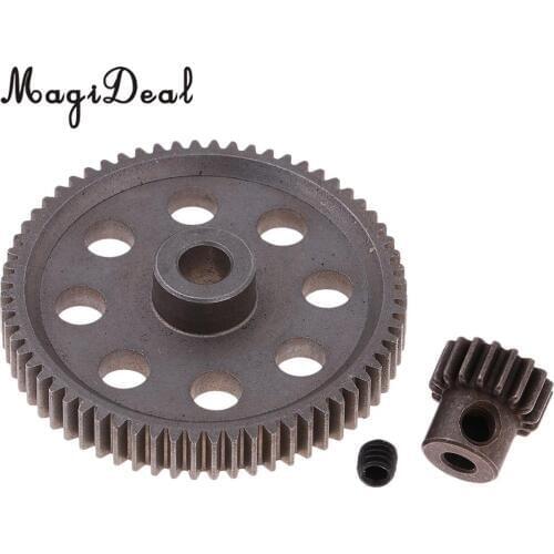 Steel 64T Diff Main Gear+17T Motor Pinion Gear for 1/10 HSP 94111 RC Car Buggy Models