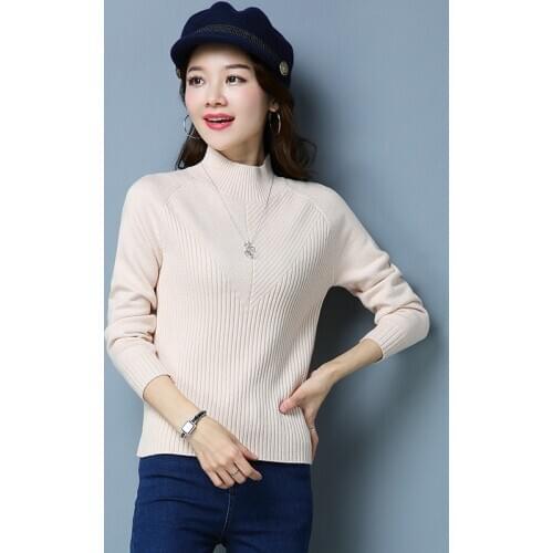 Loose Bottom Knitted Sweater Women Long Sleeve Solid Color Jumper Tops Ladies Autumn Winter Casual Pullover Sweaters Wear H9373