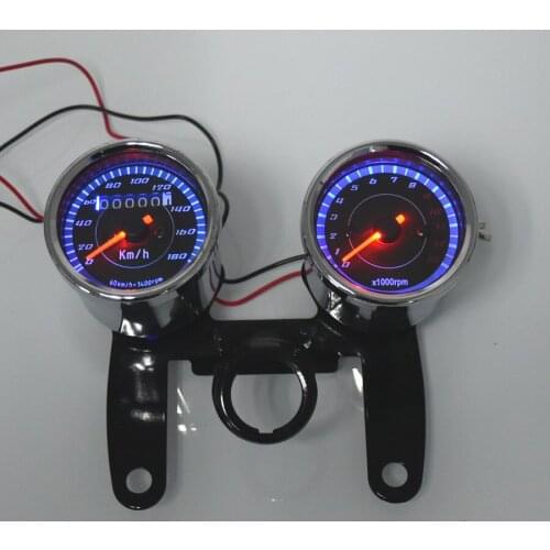 Universal Motorcycle Speedometer Odometer Gauge 0~180km/h 13000 RPM LED Backlight Tachometer Set