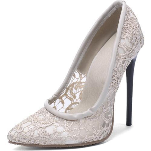 In 2019 spring and summer sexy stilettos ultra-high with shallow mouth pointed 40-48 single shoes