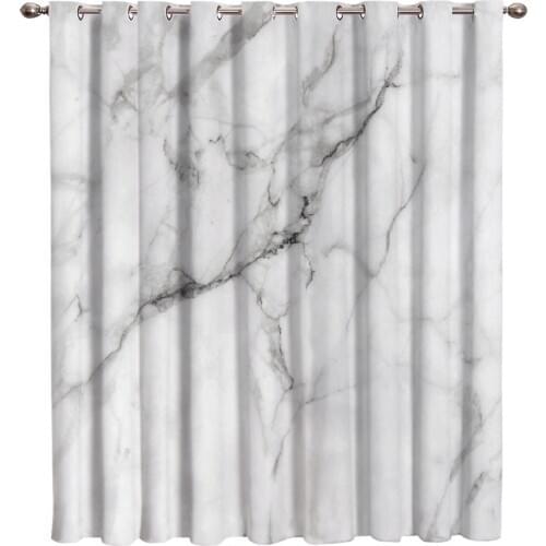 White Marble Crackle Window Treatments Curtains Valance Decor Bedroom Kitchen Fabric Decor Print Kids Curtain Panels