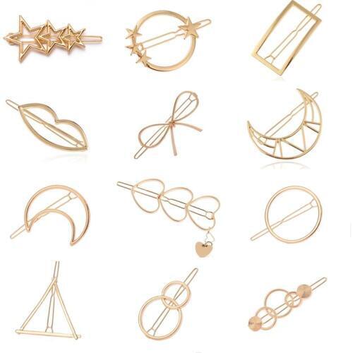 Girls Triangle Moon Hairpins Hair Clips Hairgrip Hair Accessories Lip Round Barrettes Jewelry Women Hair Pins Head Accessories