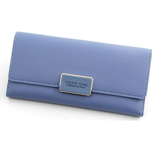 Womens Clutch Bag Womens Wallet Long Solid Color Buckle Clutch Multi-card Pocket Wallet Card Holder