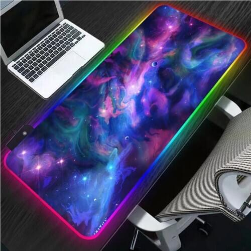 Starry Sky Scenery Rgb Mouse XXL Gaming Computer Glowing LED USB Laptop Office Keyboard Carpet Mat Gaming Accessories Mouse Pad