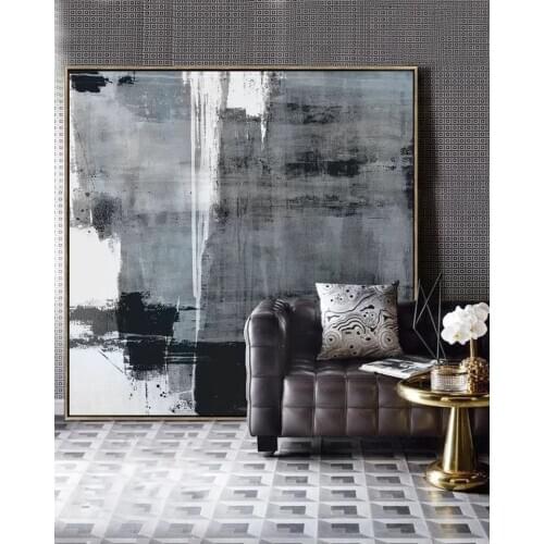 100% Hand Painted Oil painting Black White Canvas painting On canvas Wall Art Large Size Gray Fashion painting Home Decoration