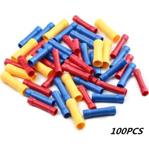 100PCS BV1.25 BV2.5 BV5.5 Insulated Crimp Terminals Electrical Wire Cable Crimping Terminal Connector Assortment Kit
