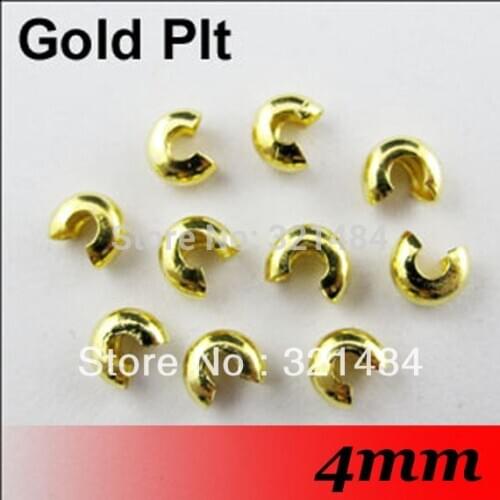 2000pcs 4mm Gold Plated Crimp Covers End Crimp Beads Jewelry Findings Accessoreis