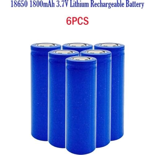 6Pcs 18650 Original Battery Li-ion 18650 3.7V Rechargeable Battery 2200mAh ICR18650 Battery Flat Top Batteries for Flashlight