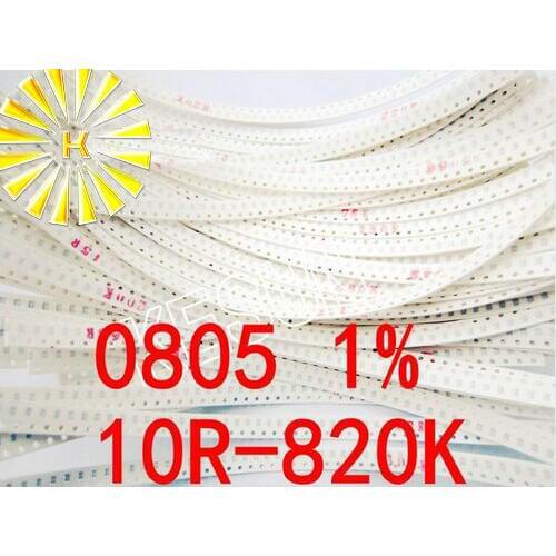 75valuesX50pcs=3750pcs 0805 SMD Resistor Kit Assorted Kit 10R-820K ohm 1% Sample Kit Sample bag