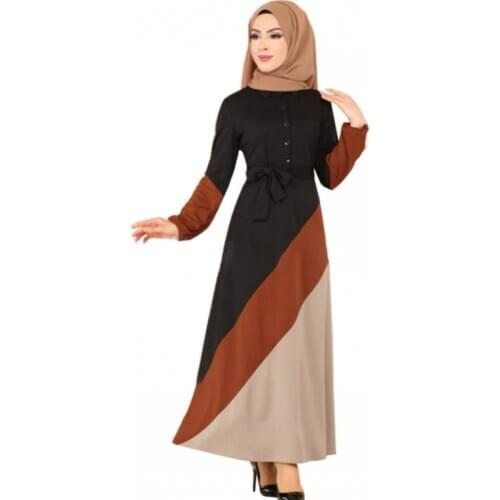 Casual Panelled Arab Dubai Abaya Muslim Dresses Women 2021 Fashion Islamic Turkey Caftan Kaftan Robes Dress Eid Mubarak Vestidos