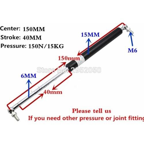 Free shipping 2pcs 40mm stroke lifting prop gas spring damper free transportation 150N/15KG force 150mm center distance