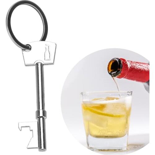 Key Shaped Hangings Ring Keychain Tool Beer Bottle Can Opener Zinc Alloy Silver Color Portable Bottle Opener