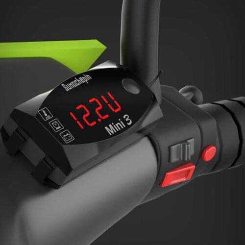 Mini 3 in 1 Digital LED Digital Display Voltmeter Ammeter Clock Thermometer Indicator Gauge Panel Meter For Car Motorcycle
