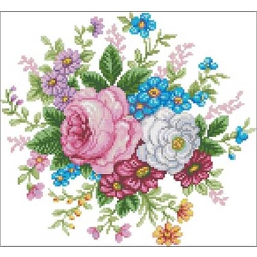 Flowers patterns counted 11CT 14CT 18CT Cross Stitch Set DIY Cross-stitch Kits Embroidery Needlework Home Decor