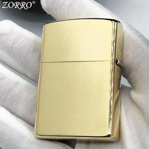 Zorro Kerosene Lighter Pure Copper General Pattern Carving Smoking Tool Brass Oil Lighter With Gift Box