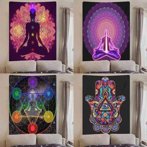 Yoga Pose Tapestry Background Cloth Peach Skin Material Home Furnishing Wall Hanging Fabric Painting Decoration Wall Tapestry