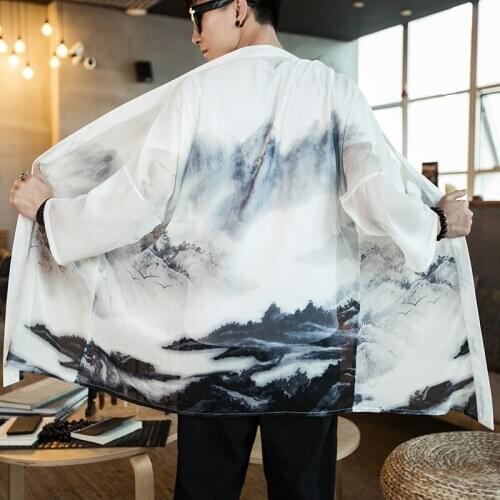 Japanese Male Kimono Cardigan Men Traditional Japanese Kimonos Shirt Men Yukata Kimono Karate Samurai Streetwear Haori FF2717