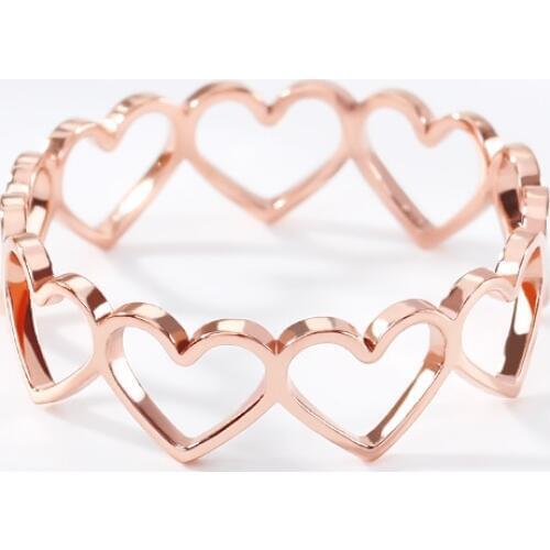 Heart Ring Silver Colour Hollowed-out Heart Shape Open Ring Design Cute Fashion Love Jewelry For Women Young Girl Child Gifts