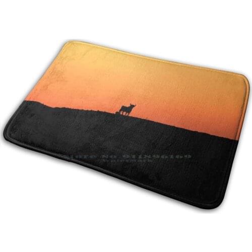 Take The Bull By The Horns Mat Rug Carpet Anti-Slip Bedroom Entrance Door Mat Bull Torro Bravo Spain Sunset Orange Black