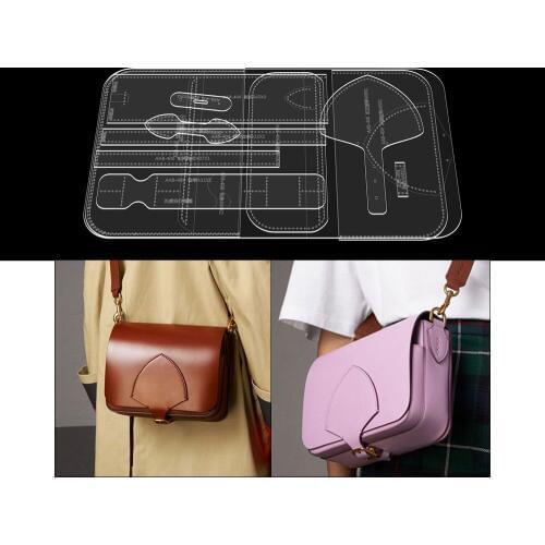 Diy handmade leather goods leather art leather bag making paper grid pattern shoulder bag messenger bag acrylic version drawing