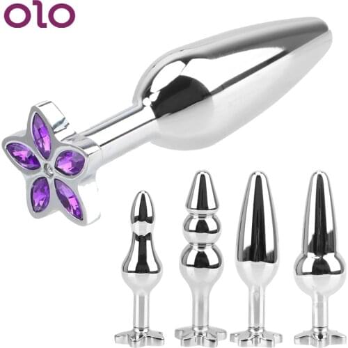 OLO Jewelry Metal Butt Plug Five Leaves Clover Anal Plug Prostate Massager Sex Toys For Women Man Gay Anus Dilator Anal Beads