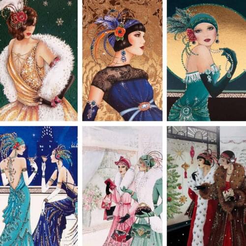 Xaviera Full Drill Fashion Woman Diy 5D Diamond Painting Cross Stitch Mosaic Embroidery Kit Home Decoration Rhinestone Artwork