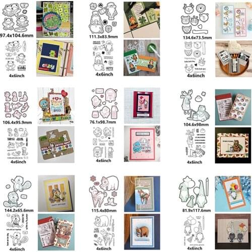Hot Animal Set Frog Squirrel Little Bear Word Metal Cutting Dies&transparent Clear Stamps for Diy Scrapbooking Album Paper Card