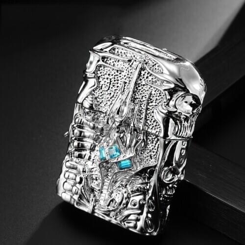 New Metal Butane Gas Lighter Windproof Straight Cigarette Lighter Creative Portable Lighter Cigarette Accessories Mens Gift