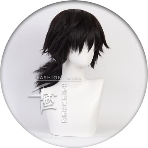 Kimetsu no Yaiba Demon Slayer Tomioka Giyuu Black Ponytail Wig Cosplay Costume Men Women Heat Resistant Synthetic Hair Wigs