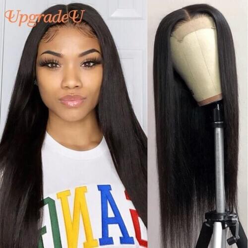 UpgradeU Straight Closure Wig Human Hair Wig For Black Women 13X1 Part Lace Front Human Hair Wigs Bleach Knots Lace Frontal Wi