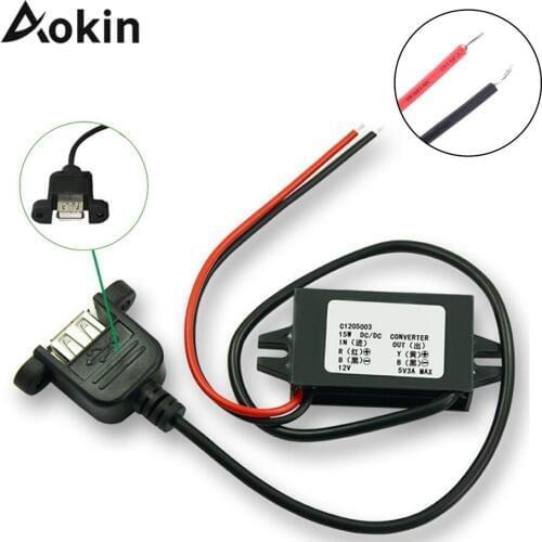 DC 12V 24V to 5V Step-Down Converter Buck Module DC 8-35V to 5V 3A 15W USB DC-DC with Ear Output Power Supply