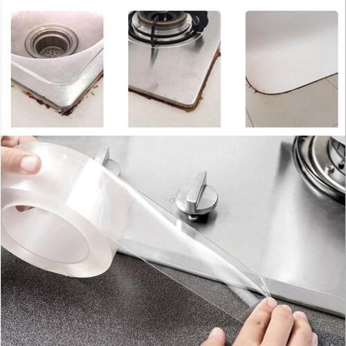Kitchen Sink Waterproof Milde Strong Self-adhesive Transparent Tape Bathroom Toilet Gap Corner Line Seal Strip Wall sticker LS*D