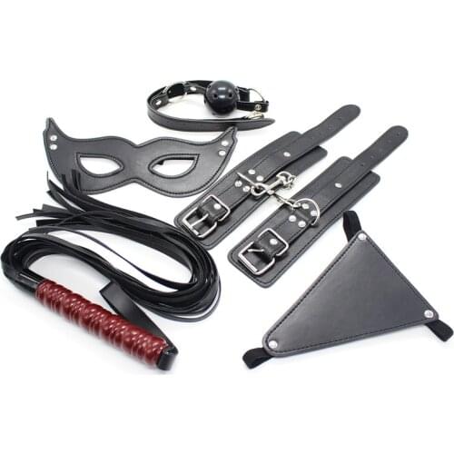 Couple Sex Women Erotic Sex Toys Handcuffs Whip Mouth Gag Sexy Underwear Sexual Abuse Bundled Five-Piece Sex Toys