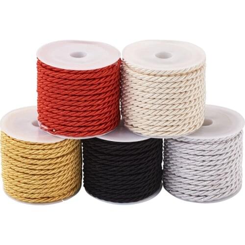 3mm Twisted Cord Rope Polyester Cord Trim String Thread for Bracelets Necklaces Rope Home Decor Diy Jewelry Accessories 5 rolls