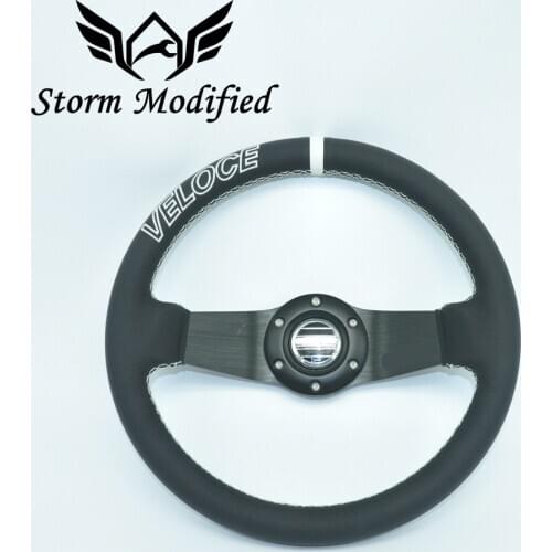 SuTong High Quality Universal Fits SPCO Racing Sport 320mm PU Leather Deep Dish Alloy Steering Wheel 5163
