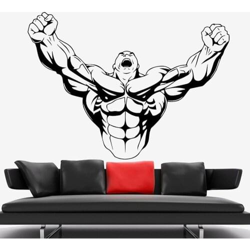 Bodybuilder Gym Wall Decals Fitness Sport Muscles Vinyl Wall Sticker for Gym Decoration Wallpaper Removable Art Decor C363