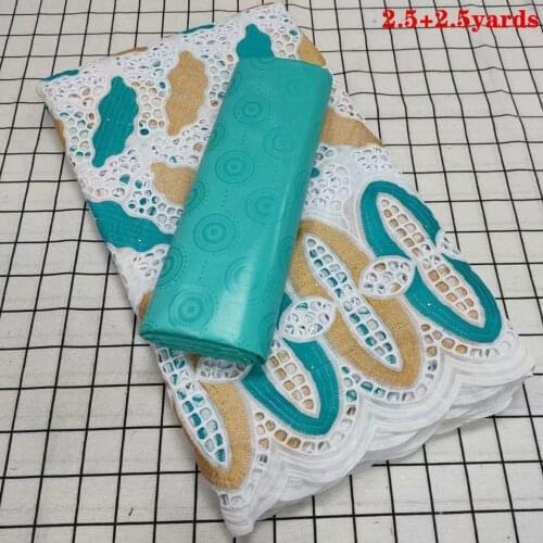 High Quality 2.5yards Bazin Fabric with 2.5yard Soft Swiss Lace for Femme Robe New Bazin Riche Fabric CP022