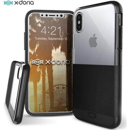X-Doria Dash Series Phone Case For iPhone X 7 8 Plus Coque Protective Case Faux Black Leather For iPhone X 7 8 Plus Cover Fundas