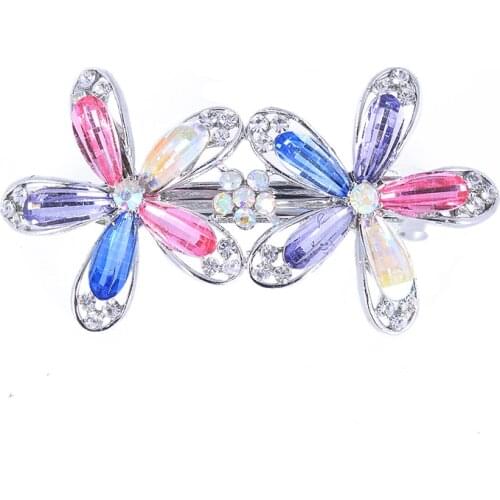 EASYA Sparkling Rhinestone Crystal Flower Hair Jewelry Fashion Elegant Hair Accessories Hair Pin Clips For Women Girls