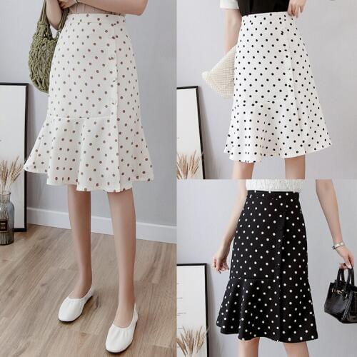 6 Color Wave Point Long Fishtail Skirt 2019 Summer Womens Skirt High Waist Big Swing Skirt Hip Skirt Women