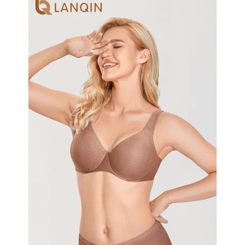 Womens Seamless Bra Full Coverage Plus Size Unlined Cup Smooth Support Wide Straps 34-46 D E F G cup