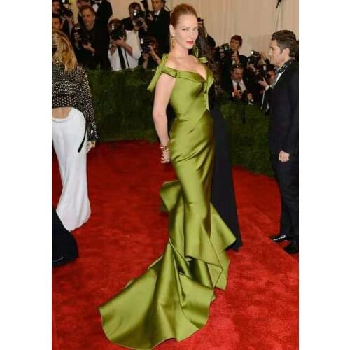 Elegant Long V-Neck Mermaid Celebrity Dresses Sweep Train Robe De Soiree Floor Length Pleated Formal Dresses for Women