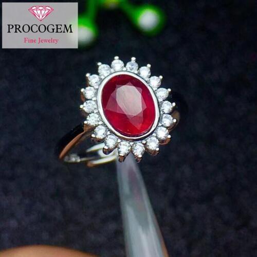Natural Pigeon Blood Red Ruby Rings 1.55Ct Oval Genuine Gemstones with Zircon for Women Fine jewelry 925 Sterling silver #355