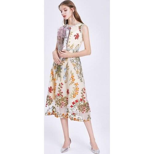 2021 New Fashion Summer Fashion Runway Dress European American Heavy Industry Embroidered Women Midi Dress Vestoidos