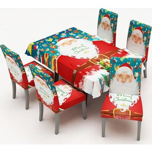 1/2/4/6 Pcs Christmas Chair Cover Tablecloth Kitchen Dining Table Decorations Santa Clau Home Party Table Chair Cover Christmas