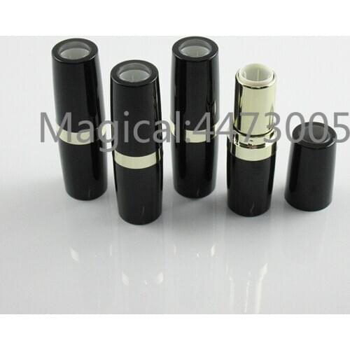 10/30/50pcs 12.1mm High Quality Empty Mold Filling DIY Bright Black Cylindrical Lipstick Tub Top Transparent Lipstick Tube