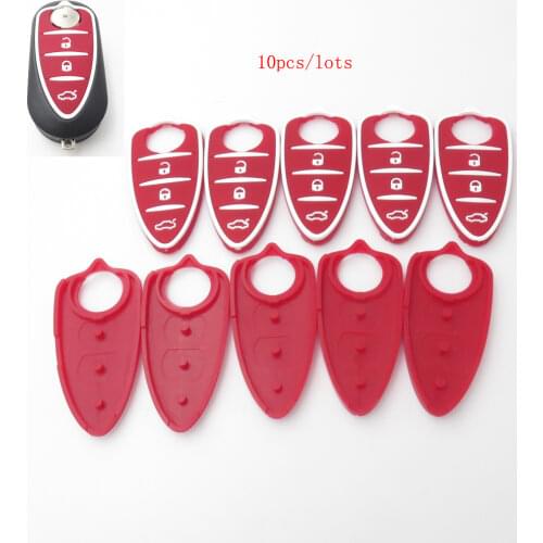 10pcs/lots Silicone Rubber Key Pad 3button Fit For Alfa Romeo Mito Giulietta 159 GTA Flip Remote Key In Red Color Pad