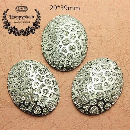 10pcs 29*39mm Oval Mineral Surface Resin Flat back Cabochon DIY Decorative Craft Making